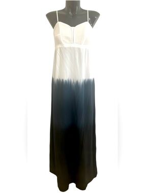 Ava Sky Savannah Blue and White Strapless Ombré Maxi Dress Made in Bali EUC